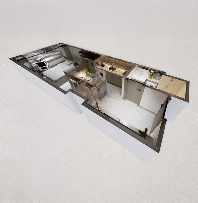 Plano 3D isométrico de un apartamento